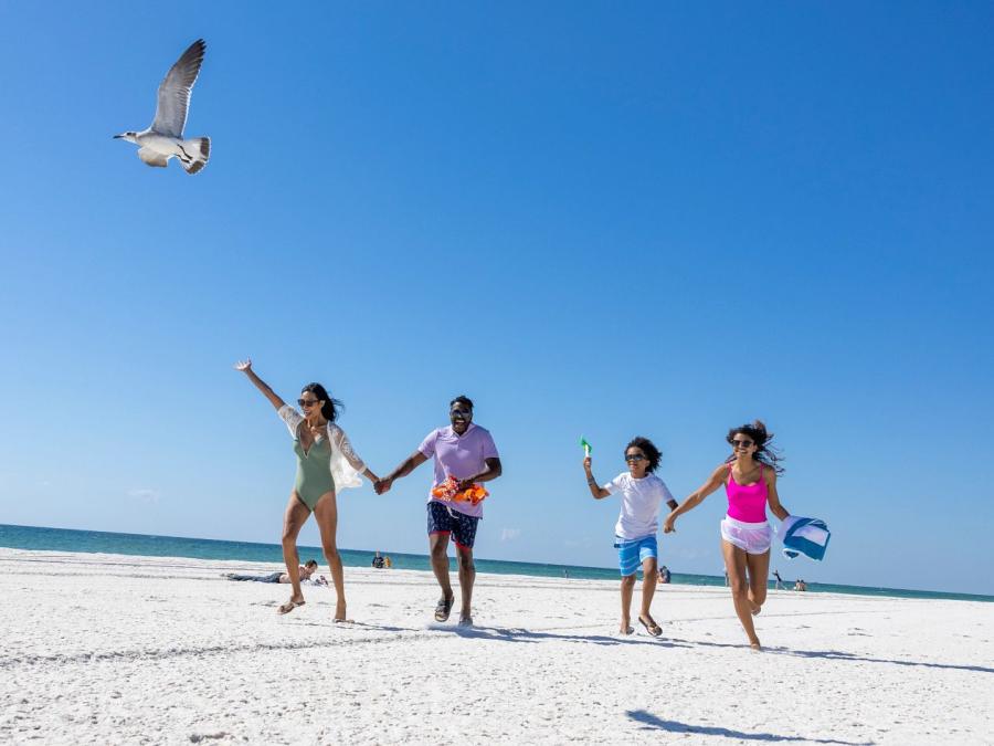 Family enjoying Gulf Shores public beach